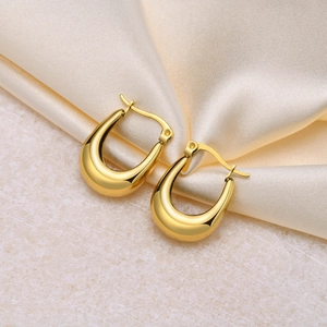 Boucles d'Oreilles Anneaux en Acier Inoxydable en Forme de U Plaqué Or Goutte Géométriques Boucles d'Oreilles Leverback Femme Bijoux Cadeau