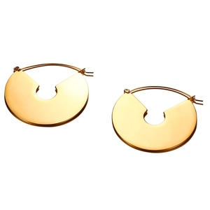 Boucles d'Oreilles Créoles Minimalistes en Acier Inoxydable en Forme d'Éventail pour Femmes Or Électroplaqué Mat