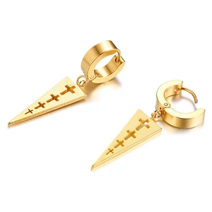 Minimalist Stainless Steel Geometric Cross Dangle Earrings For Men Women Gold Gothic Punk Fashion Jewelry Earrings
