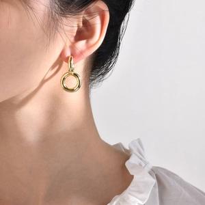 Minimalist Copper Nested Double Hoop Earrings Gold Polished Geometric Figure 8 Earring For Women Fashion Jewelry Accessory