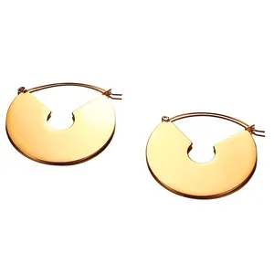 Boucles d'oreilles minimalistes en acier inoxydable doré de forme géométrique en éventail