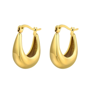 Boucles d'oreilles créoles dorées en U avec finition miroir et design minimaliste