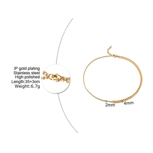 Detail of 18K gold plated stainless steel bead chain necklace with lobster clasp