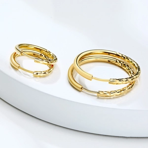 Boucles d'Oreilles Créoles en Acier Inoxydable Texture Martelée pour Femmes Boucles d'Oreilles Cercles Géométriques Or