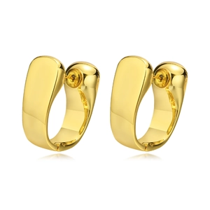 Minimalist gold U-shaped geometric hoop earrings in polished copper for women