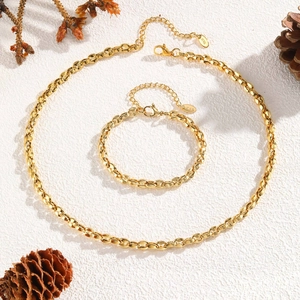Minimalista Acciaio Inossidabile Maglia Marina Catena Gioielli per Donna Oro Bracciale Chicchi di Caffè Collana Regolabile