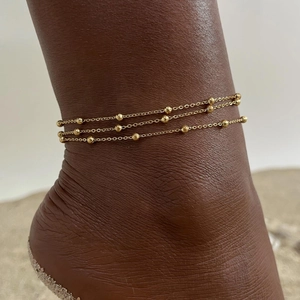 Women's Stainless Steel Anklets Double Layer Gold Plated Butterfly Heart Star Moon Infinity Pattern Fashion Jewelry Beach Foot Chain
