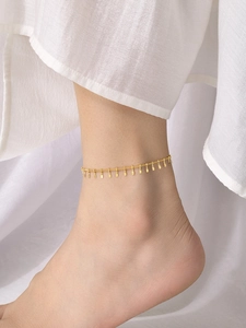 Stainless Steel Gold Plated Anklet For Women Geometric Round Heart Matchstick Pendant Adjustable Foot Chain Summer Jewelry