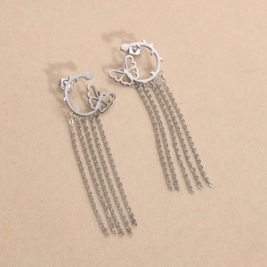 Fashion Stainless Steel Hollow Butterfly Long Tassel Earrings Personalized Gold Color Drop Earrings For Women Jewelry Gift