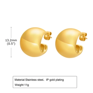 Minimalistische goldene C-Form Ohrstecker aus Edelstahl mit IP-Goldbeschichtung