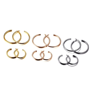 Boucles d'Oreilles Créoles Minimalistes en Acier Inoxydable pour Femmes Grand Cercle Géométrique Bijoux Fantaisie
