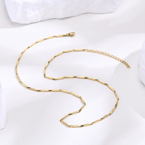 Minimalist Stainless Steel Chain Necklace For Women 18K Gold Plated Geometric Adjustable Link Necklace Fashion Jewelry Accessory