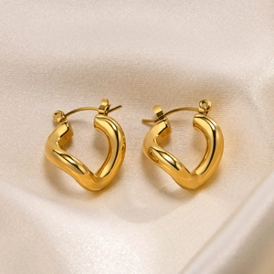 Orecchini a Cerchio Irregolari in Acciaio Inossidabile per Donna Placcati in Oro Geometrici Torsione Gioielli di Moda Regalo