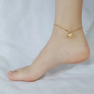 Stainless Steel Heart Pendant Anklet For Women Gold Plated Adjustable Chain Bracelet Fashion Foot Jewelry Gift