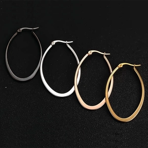 Titanium Steel Large Oval Hoop Earrings For Women Personalized Minimalist High Polished Electroplated Gold Silver Jewelry
