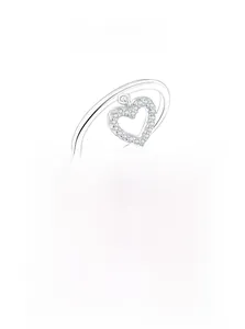 Detailed view of S925 sterling silver ring with a sparkling hollow heart charm and zircon