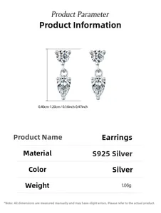 Vue détaillée montrant les dimensions des boucles d'oreilles en argent 925 et zircone