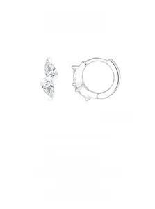Detailed close-up of 925 sterling silver drop earrings with marquise-cut stones