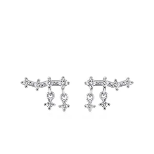 925 Sterling Silver Star Tassel Stud Earrings With Sparkling Zirconia Personalized Shining Fashion Jewelry For Women Gift