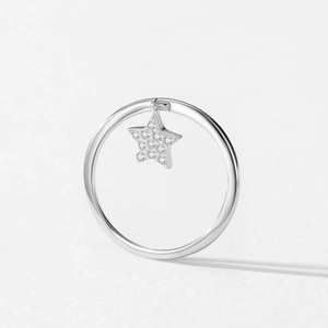 Bague minimaliste en argent sterling S925 avec pendentif étoile scintillante et zircons