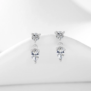Boucles d'oreilles pendantes en argent 925 avec zircons cubiques en forme de poire