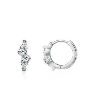 925 Sterling Silver Teardrop Zirconia Hoop Earrings For Women Light Luxury Pear Shape Cubic Zirconia Huggie Earrings Jewelry