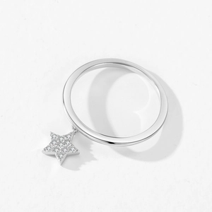 Bague minimaliste en argent sterling S925 avec pendentif étoile scintillante en zircon