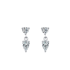 Boucles d'oreilles en argent 925 avec zircons en forme de goutte et clous ronds