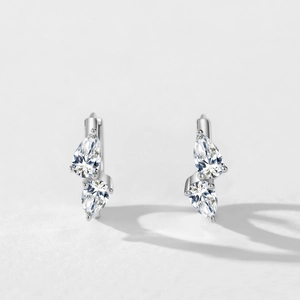 Elegant 925 sterling silver pear-cut cubic zirconia drop earrings for women on white background