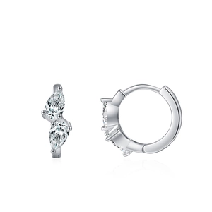 Elegant 925 sterling silver hoop earrings with marquise-cut marquise-cut cubic zirconia