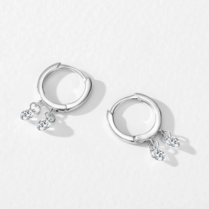 Boucles d'oreilles créoles en argent 925 avec élégants glands en zircone cubique ronde