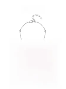 Detail of 925 sterling silver bracelet with red square stone and white cubic zirconia