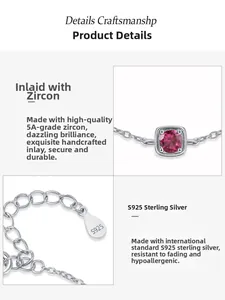 Macro detail of 925 silver bracelet with 5A zircon inlay and S925 engraved tag
