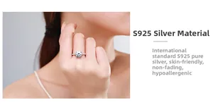 Detailed view of an S925 sterling silver ring featuring a round 2-carat solitaire stone