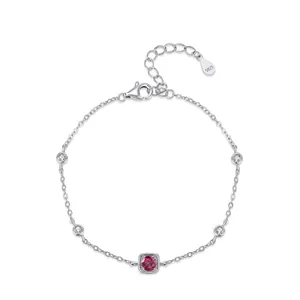 Sweet 925 Sterling Silver Starry Sky Bracelet For Women Fashion Adjustable Rose Red Zirconia Square Charm Jewelry Gift