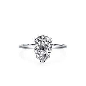 925 Sterling Silver Pear Cut Zirconia Wedding Ring For Women Waterdrop Simulated Diamond Engagement Band Ring Jewelry Gift