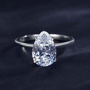 Luxury s925 silver pear cut 3 carat simulated diamond ring for wedding and engagement