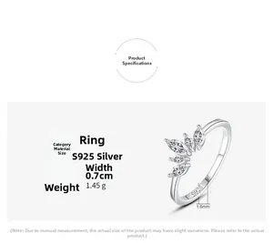 Detailed S925 silver crown ring dimensions with 0.7cm width and 1.45g weight specs