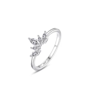 Princess Crown Ring 925 Sterling Silver Marquise Zirconia Micro Inlaid Ring Elegant Party Fashion Jewelry Gift For Women