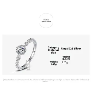 Détail macro d'une bague en argent S925 avec spécifications de 0,6 cm et poids 1,65 g