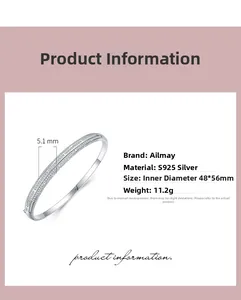 Dettaglio del bracciale in argento S925 che mostra la larghezza di 5,1 mm e i diamanti