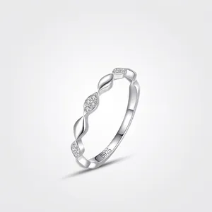 925 Sterling Silver Marquise Linked Band Ring For Women Simple Geometric Micro Pave Zirconia Finger Ring Jewelry Gift