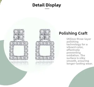 Close-up of S925 silver geometric earrings with triple-layer polishing for anti-oxidation