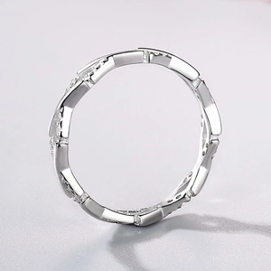 Minimalist S925 sterling silver ring with polished and frosted wavy geometric textures