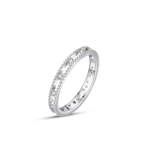 Bague élégante en argent sterling S925 ajourée avec zircons ronds pour femme