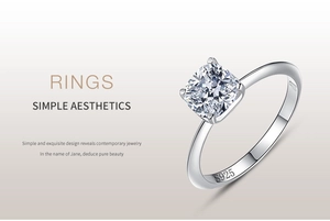 Detail of square-cut 1 carat cubic zirconia ring with S925 hallmark on silver band