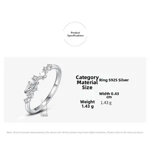 Detail specifications of 925 silver ring featuring star and planet design with measurements