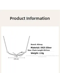 S925 sterling silver infinity pendant necklace details with dimensions 2.6cm by 45cm