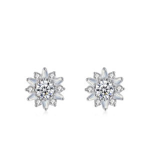 Élégantes boucles d'oreilles tournesol en argent S925 avec zircons brillants pour femme