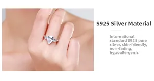 Detail of S925 sterling silver ring featuring a high-quality pear-shaped simulated diamond